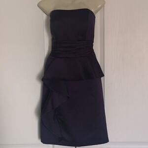David Bridal Ladies Strapless Ruffle Mini  Dress 6 Purple